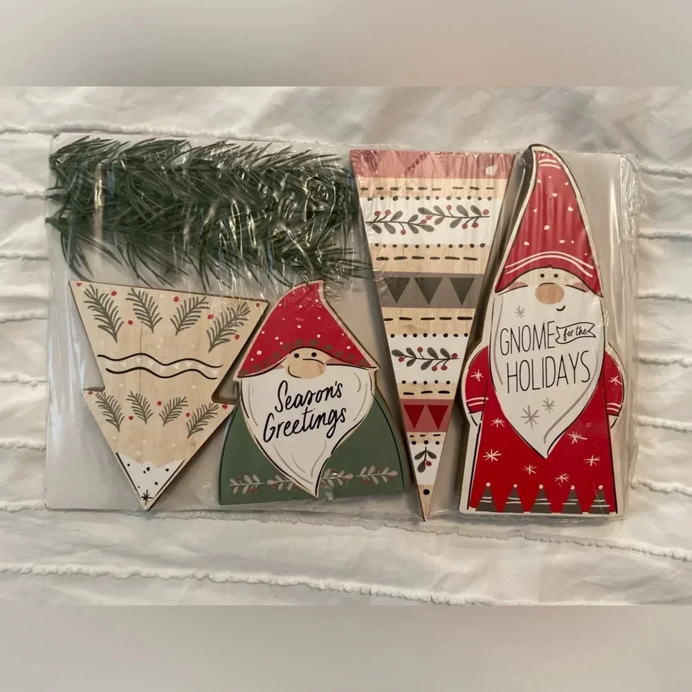 Holiday Time Christmas Gnome Characters Tier Tray Decor Set